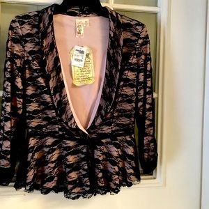 NWT Jacket Blush with Black Lace